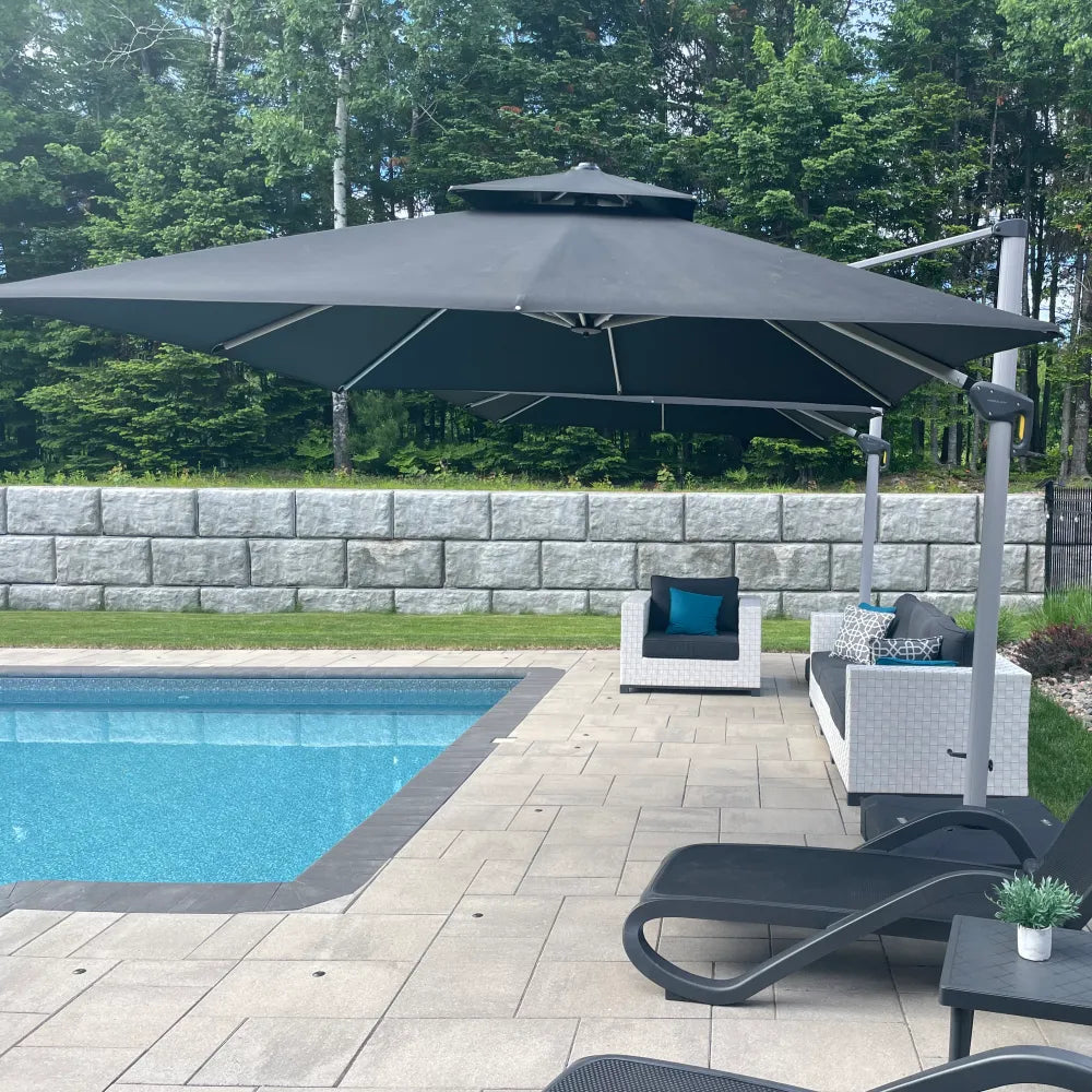 PURPLE LEAF Outdoor Windproof Umbrella, Square Cantilever Umbrella Outside Patio