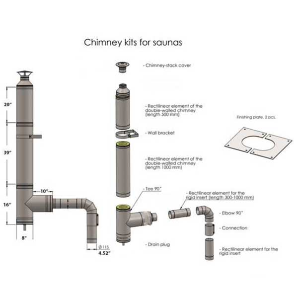Sauna Heaters LeisureCraft – Kit de cheminée avec sortie latérale et coude