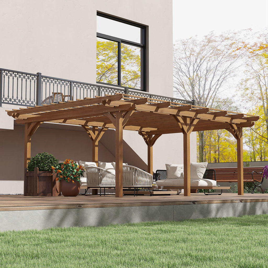 PerArbor 12' x 16' Wood Pergola for Climbing Plants at Garden, Backyard, Brown