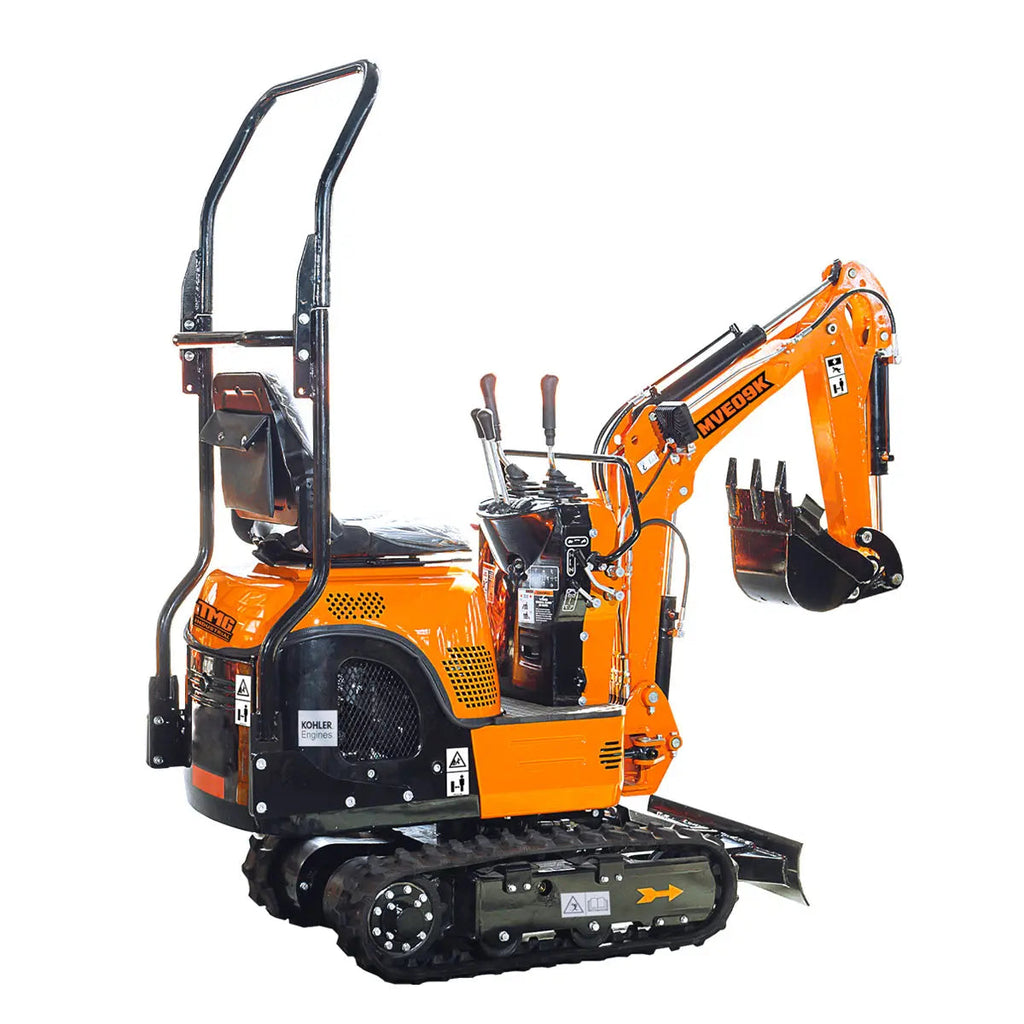 Compact Mini Excavator, 9.5 HP Kohler Engine, Eaton Hydraulic Motor, 360° Rotation, 11" Bucket TMG-MVE09K(Discontinued – No Longer Available)