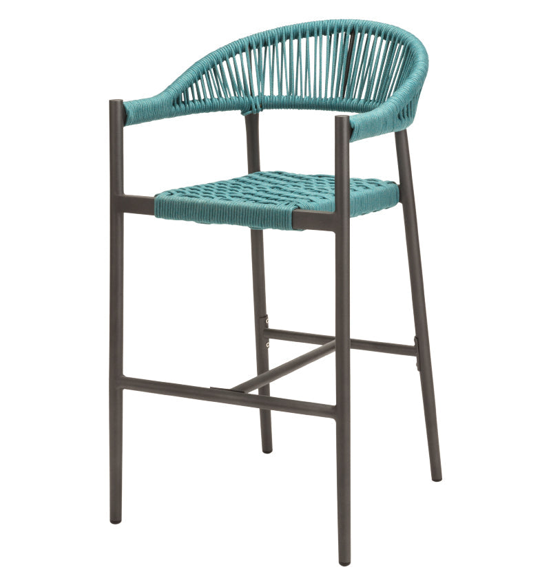 Skye Bar Arm Chair - Tex Gray Frame with Teal - Gray Durarope