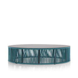 Skye Coffee Table (Round) - Teal - Gray Rope