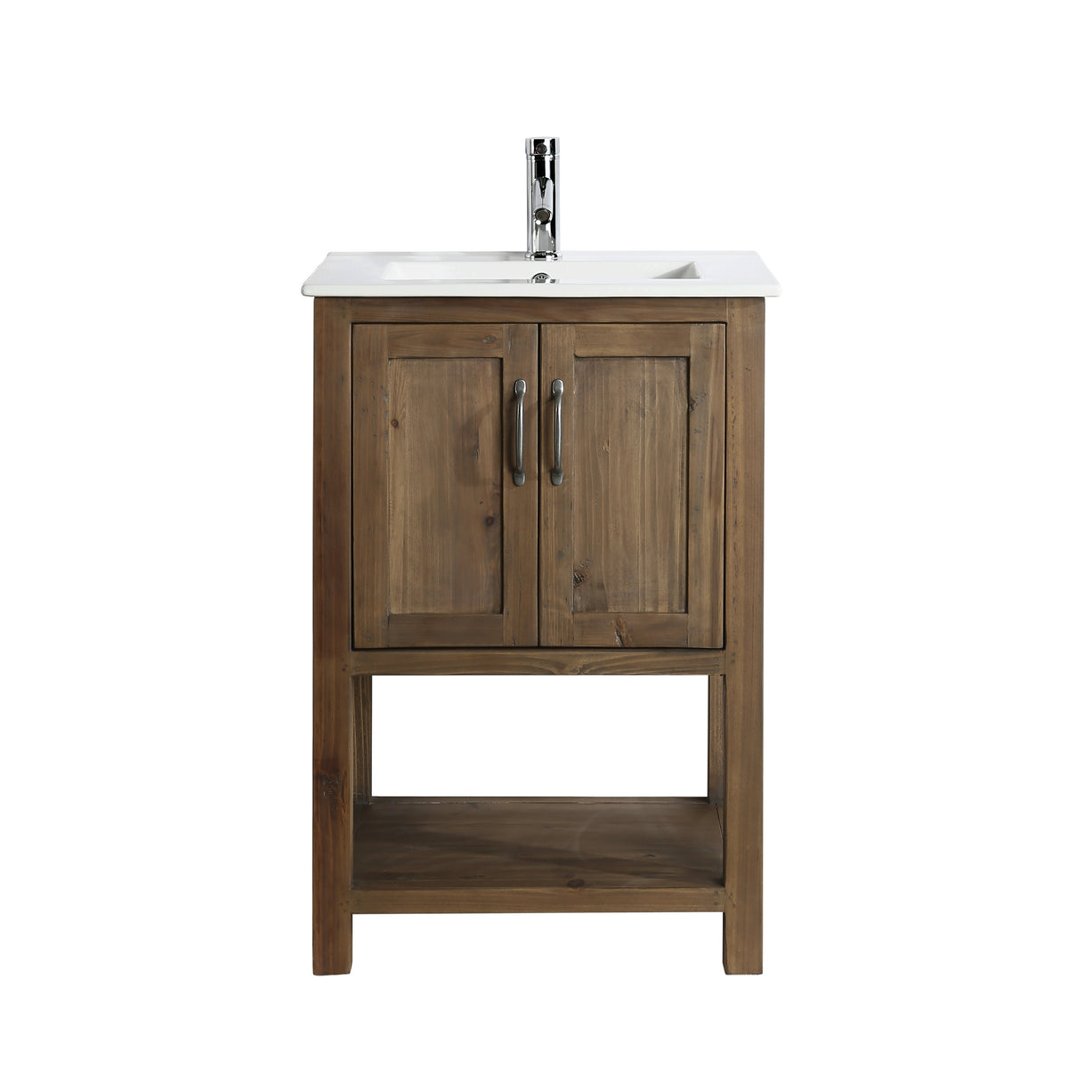 Meuble vasque simple Austin 24" en noyer avec plan en porcelaine