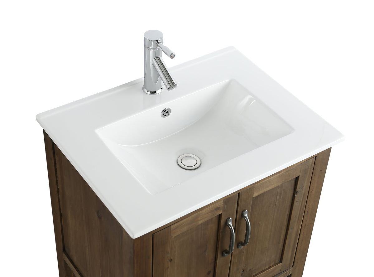 Meuble vasque simple Austin 24" en noyer avec plan en porcelaine