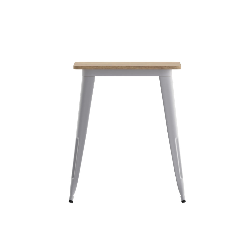 Declan Commercial Grade Indoor/Outdoor Dining Table, 23.75" Square All Weather Poly Resin Top with Steel Base