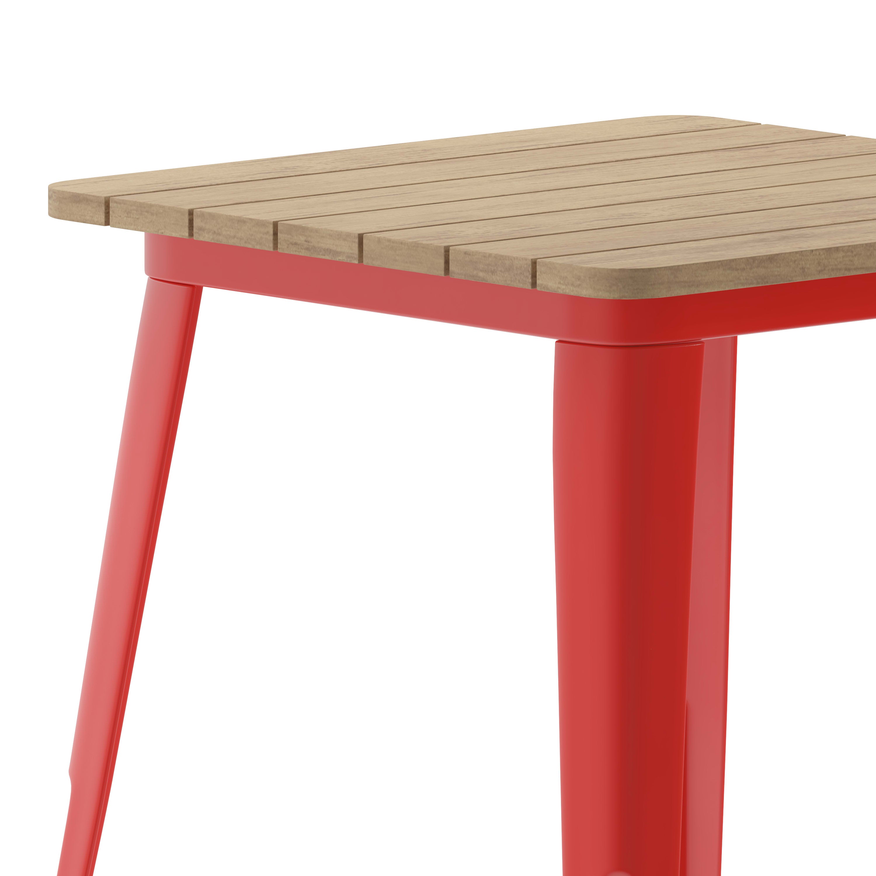 Declan Commercial Grade Indoor/Outdoor Dining Table, 23.75" Square All Weather Poly Resin Top with Steel Base