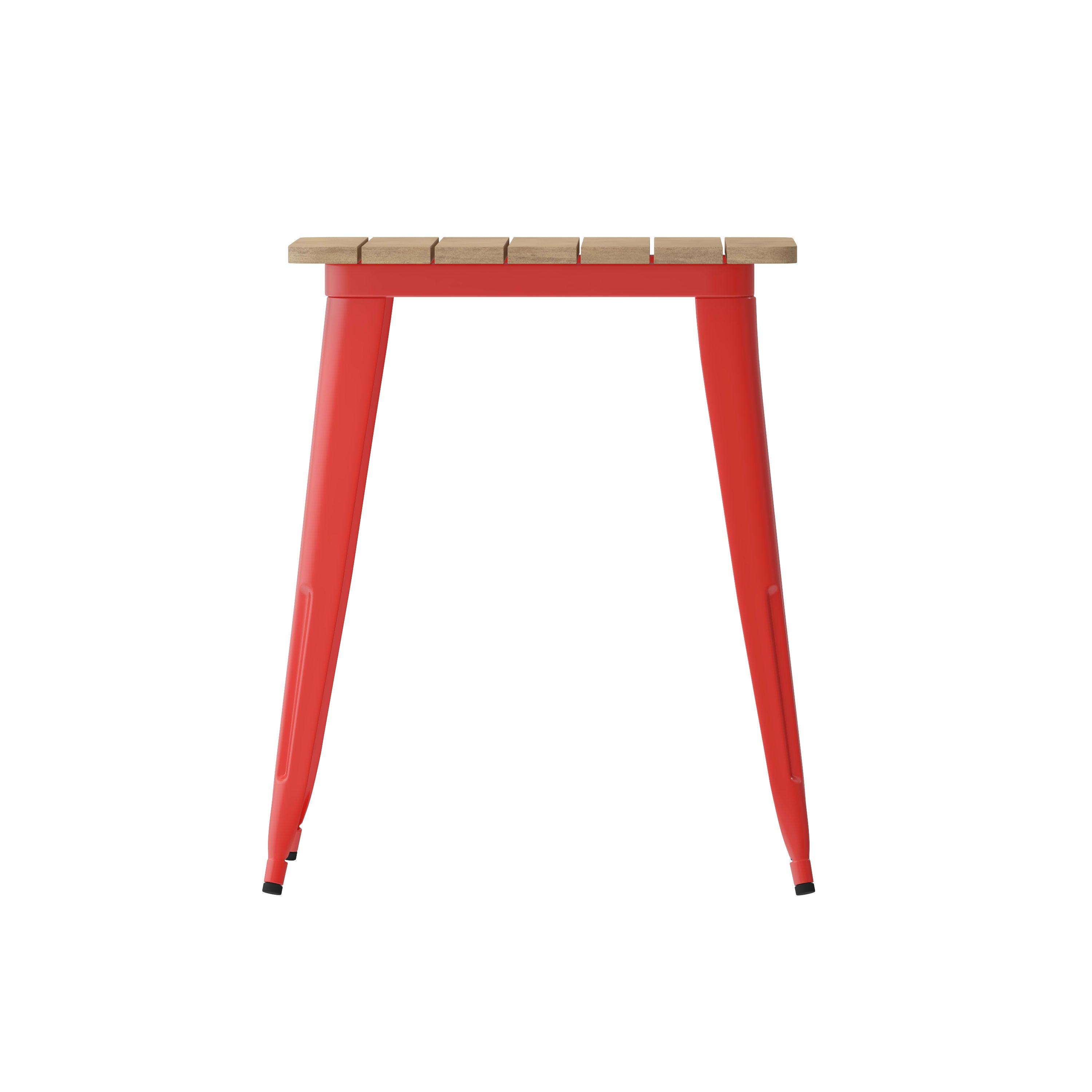 Declan Commercial Grade Indoor/Outdoor Dining Table, 23.75" Square All Weather Poly Resin Top with Steel Base