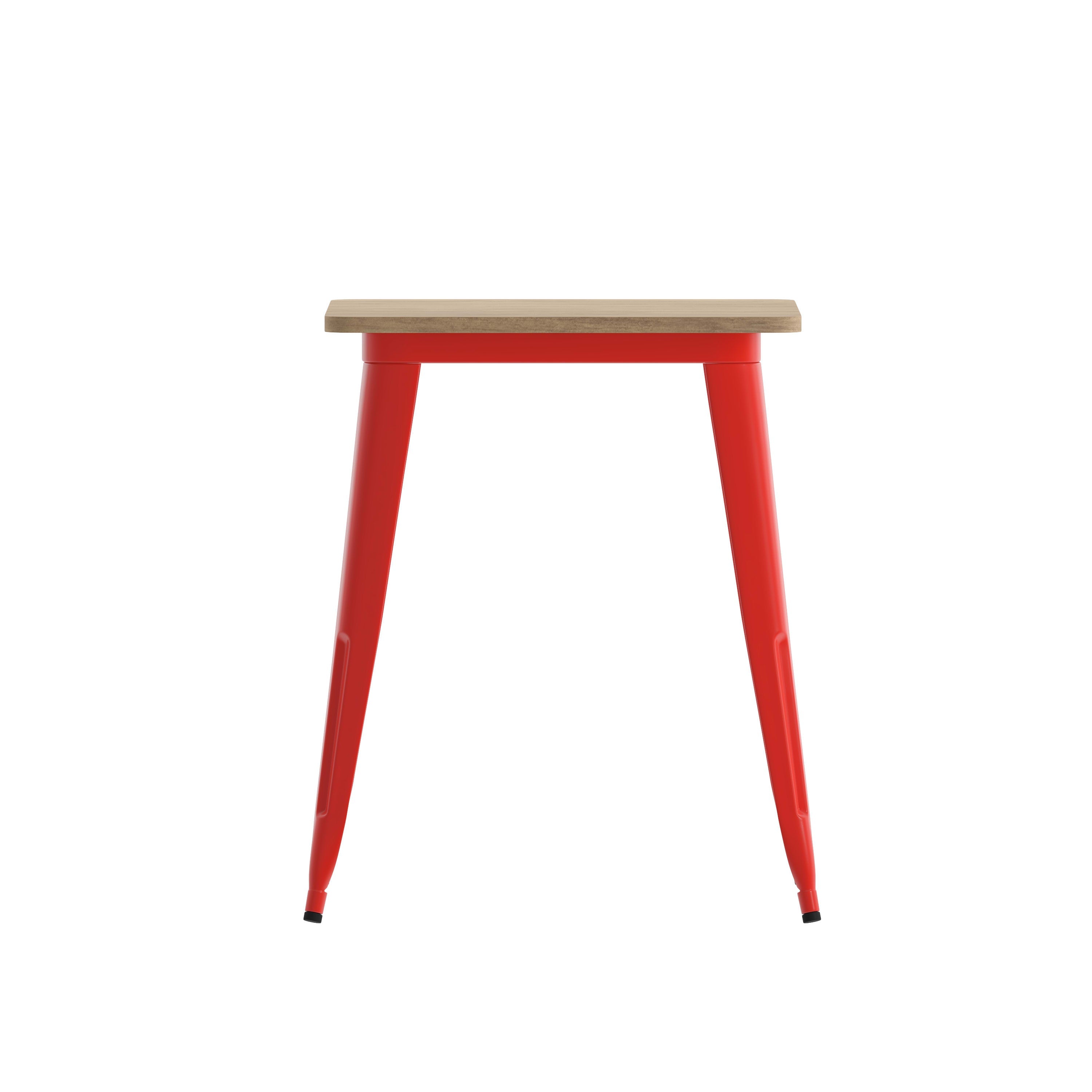 Declan Commercial Grade Indoor/Outdoor Dining Table, 23.75" Square All Weather Poly Resin Top with Steel Base