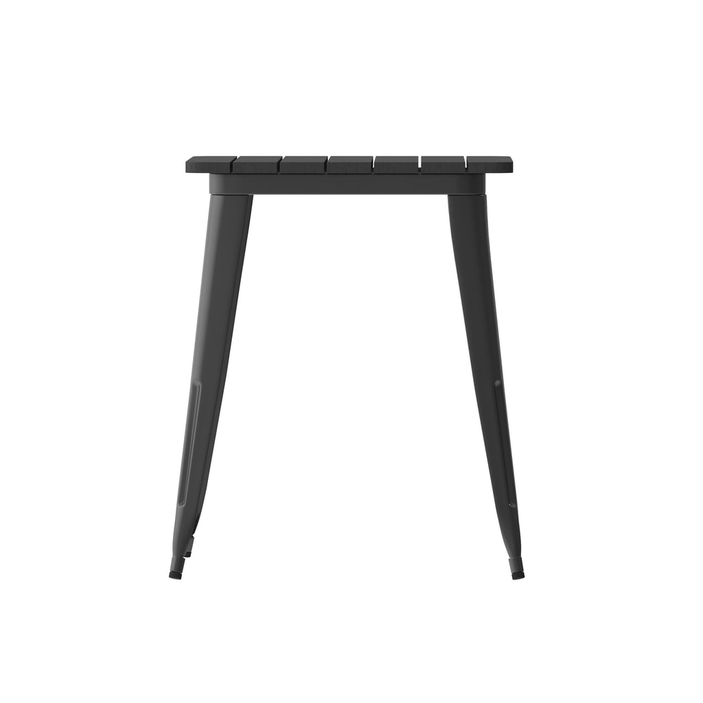 Declan Commercial Grade Indoor/Outdoor Dining Table, 23.75" Square All Weather Poly Resin Top with Steel Base