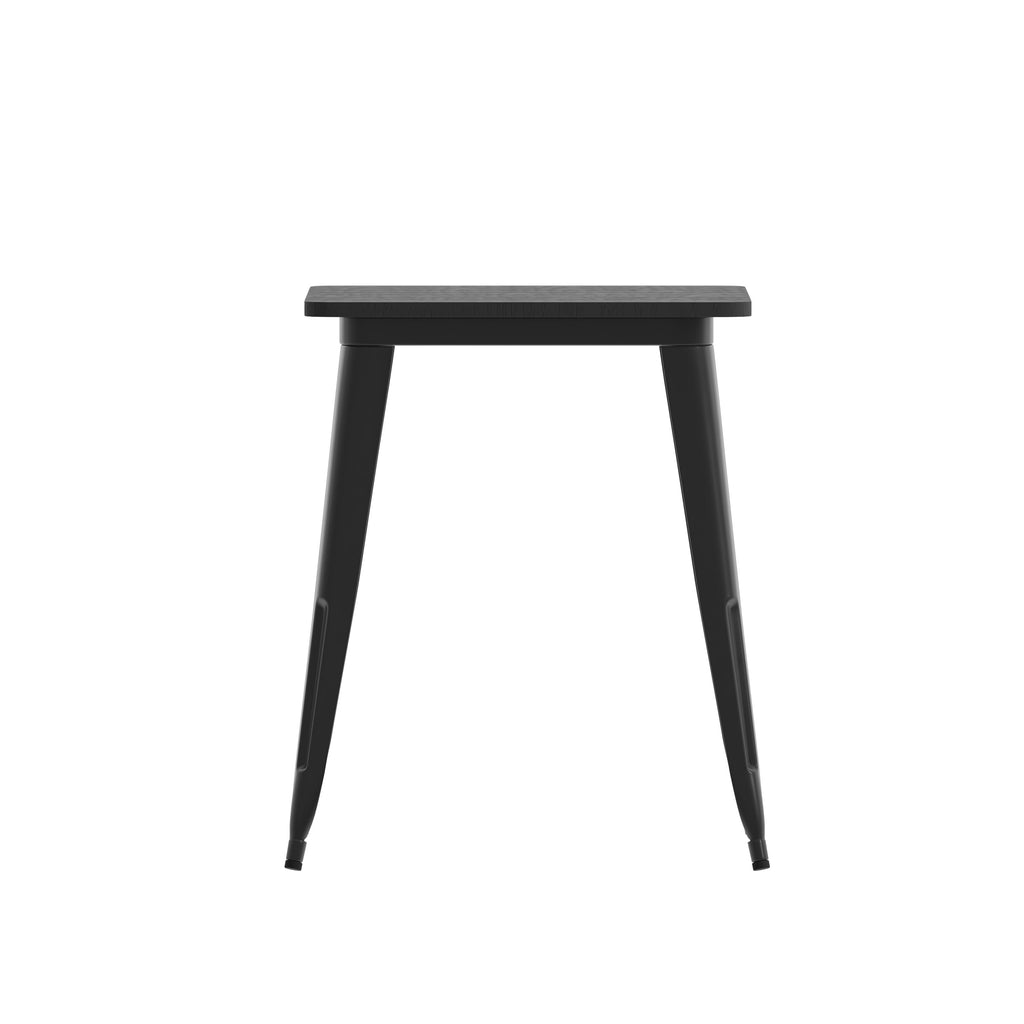 Declan Commercial Grade Indoor/Outdoor Dining Table, 23.75" Square All Weather Poly Resin Top with Steel Base