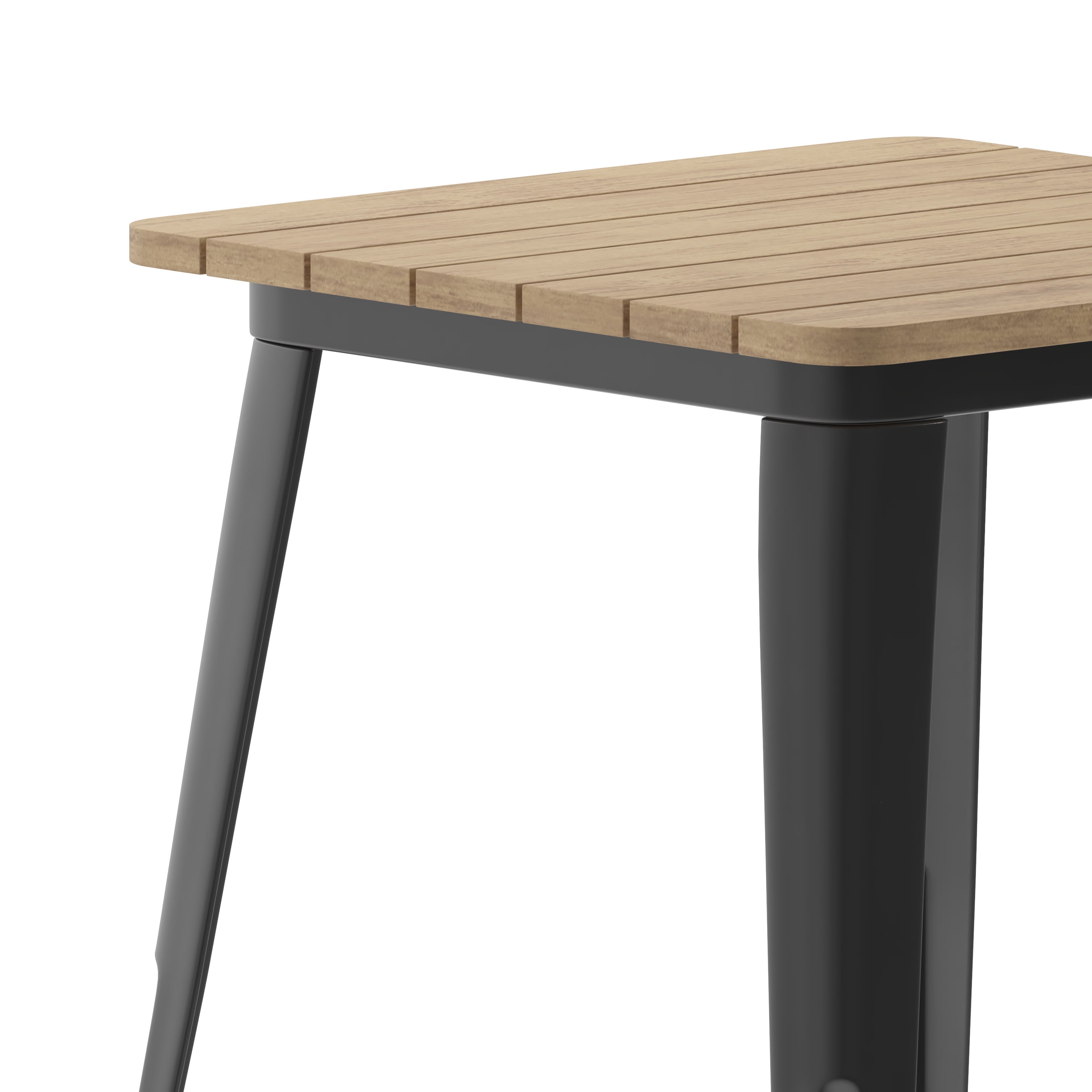 Declan Commercial Grade Indoor/Outdoor Dining Table, 23.75" Square All Weather Poly Resin Top with Steel Base