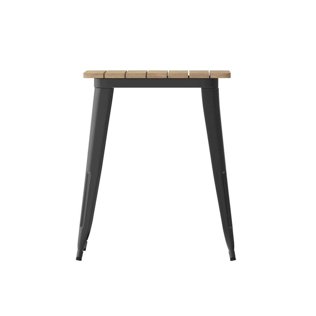 Declan Commercial Grade Indoor/Outdoor Dining Table, 23.75" Square All Weather Poly Resin Top with Steel Base