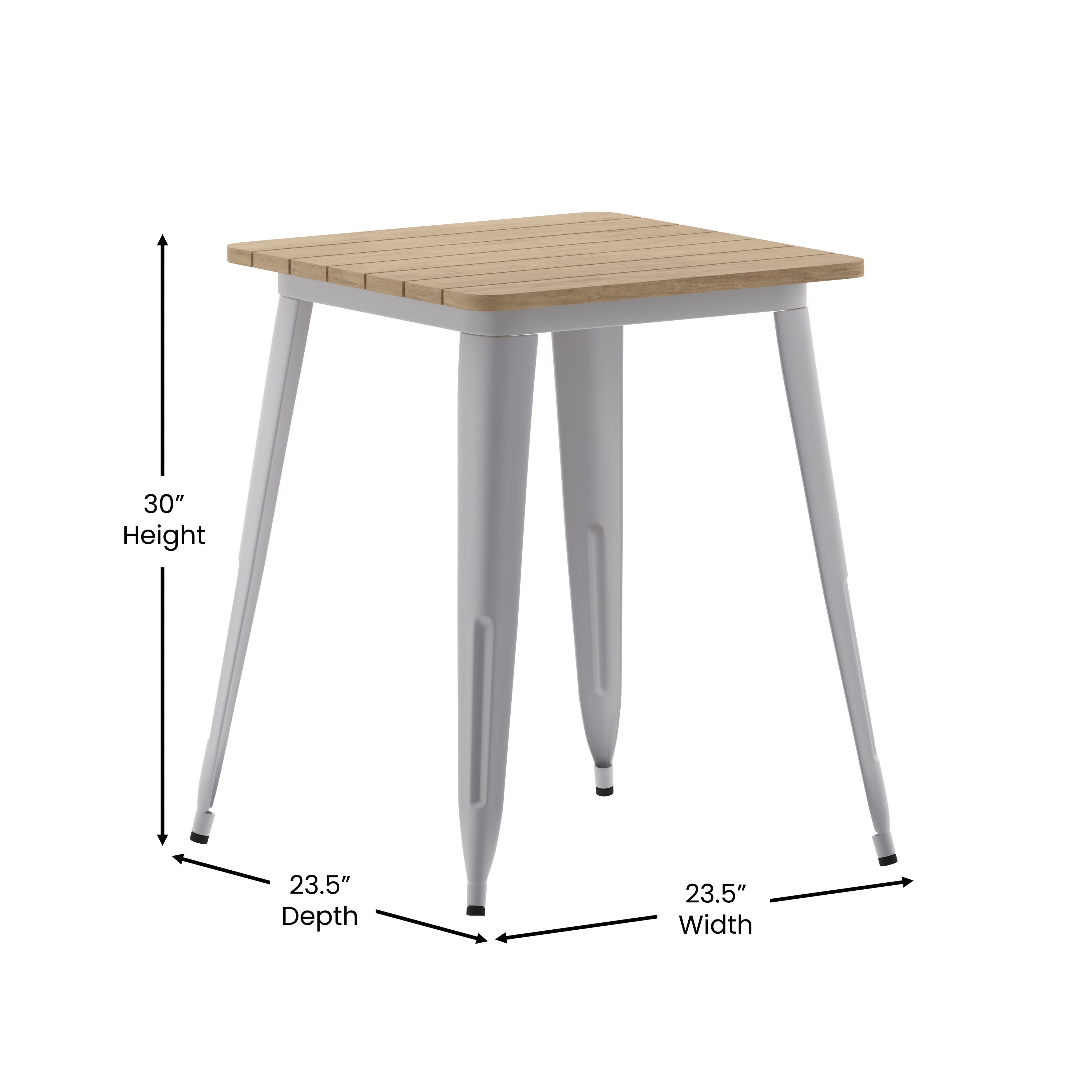 Declan Commercial Grade Indoor/Outdoor Dining Table, 23.75" Square All Weather Poly Resin Top with Steel Base