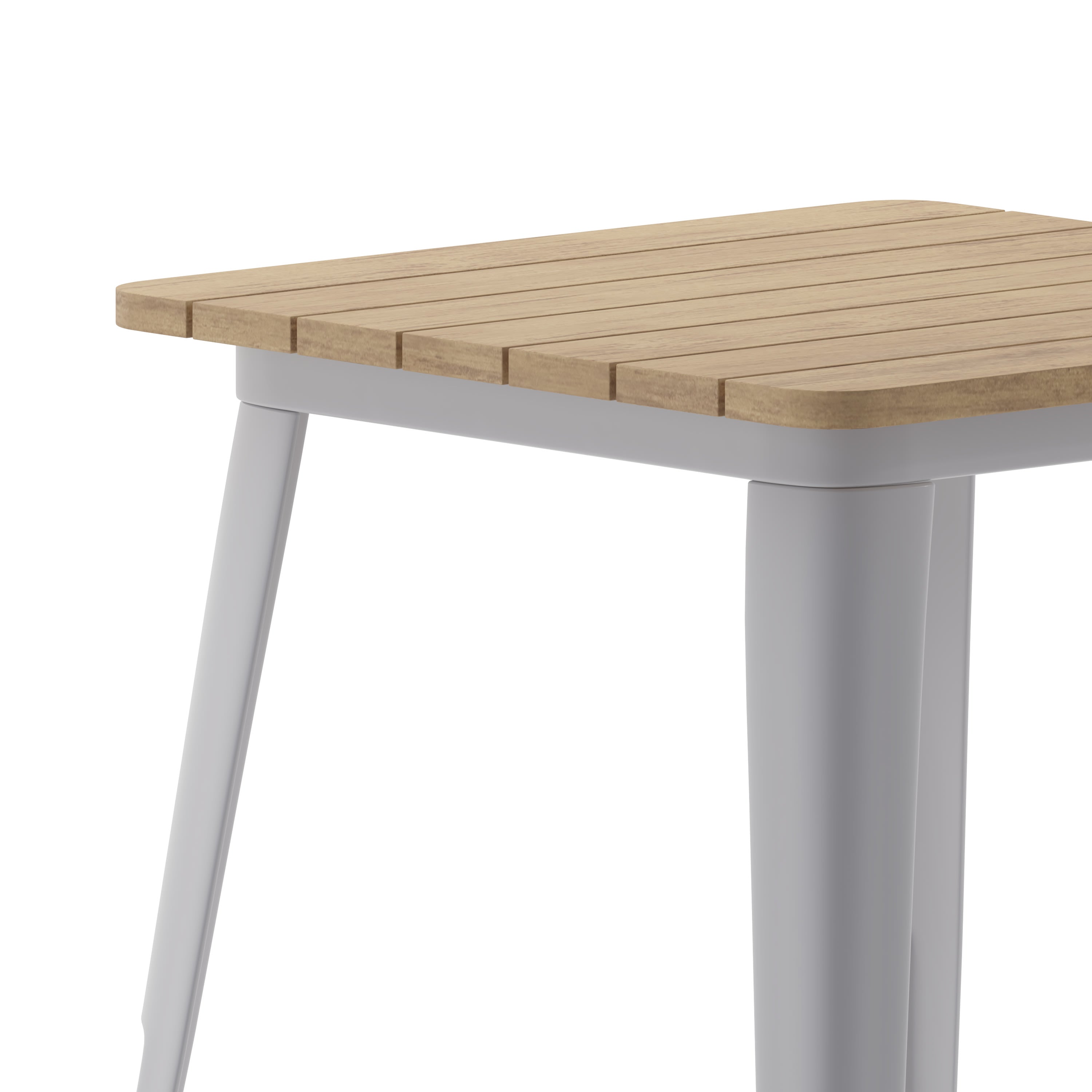 Declan Commercial Grade Indoor/Outdoor Dining Table, 23.75" Square All Weather Poly Resin Top with Steel Base