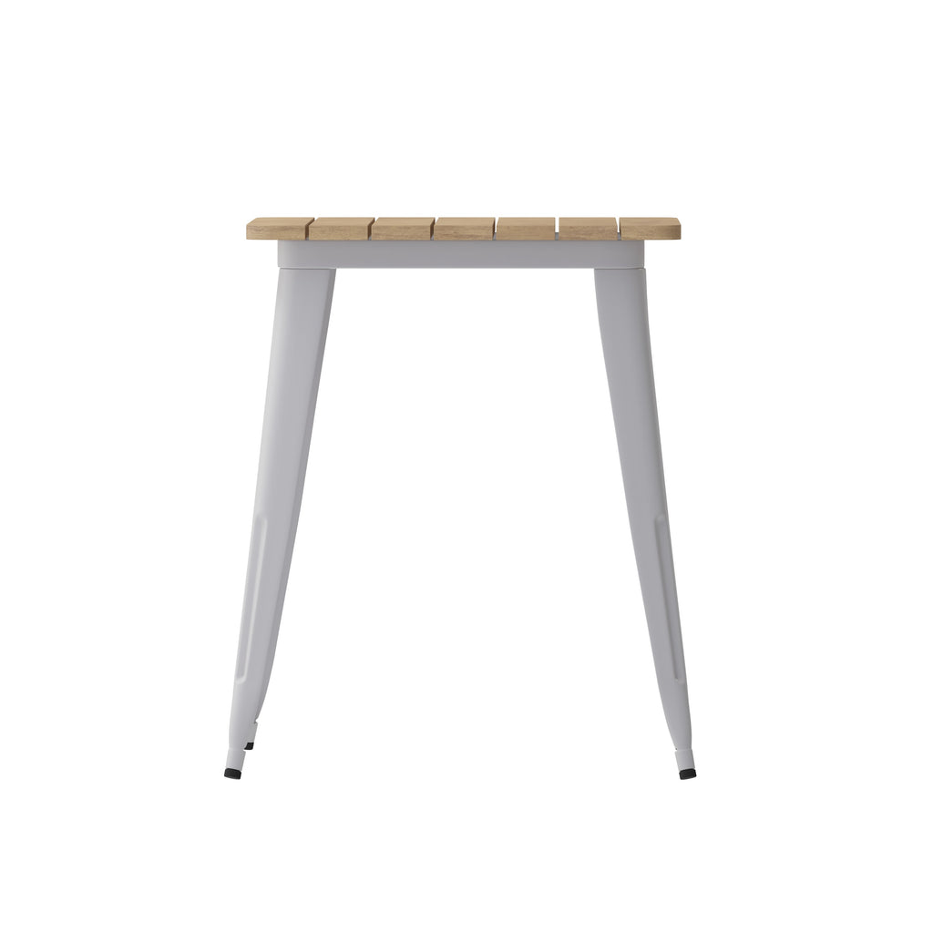 Declan Commercial Grade Indoor/Outdoor Dining Table, 23.75" Square All Weather Poly Resin Top with Steel Base