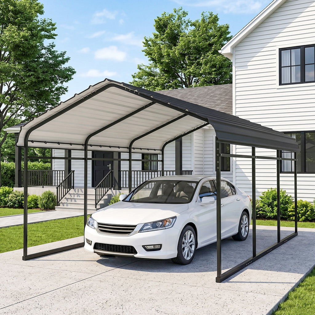 Onward 10' x 15' Heavy Duty Metal Carport with Galvanized Roof & Removable Sidewalls