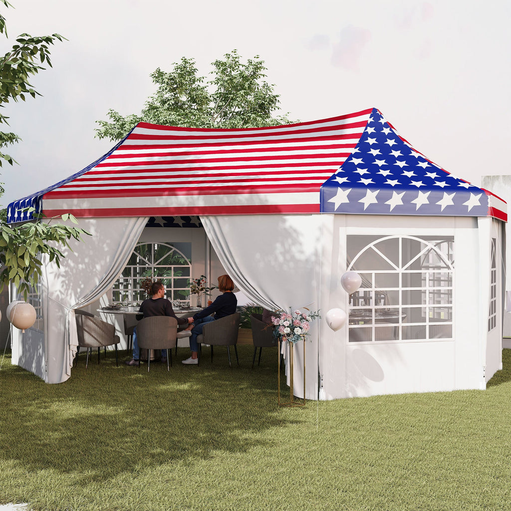 22.3' x 16.4' Party Tent with Sidewalls, American Flag