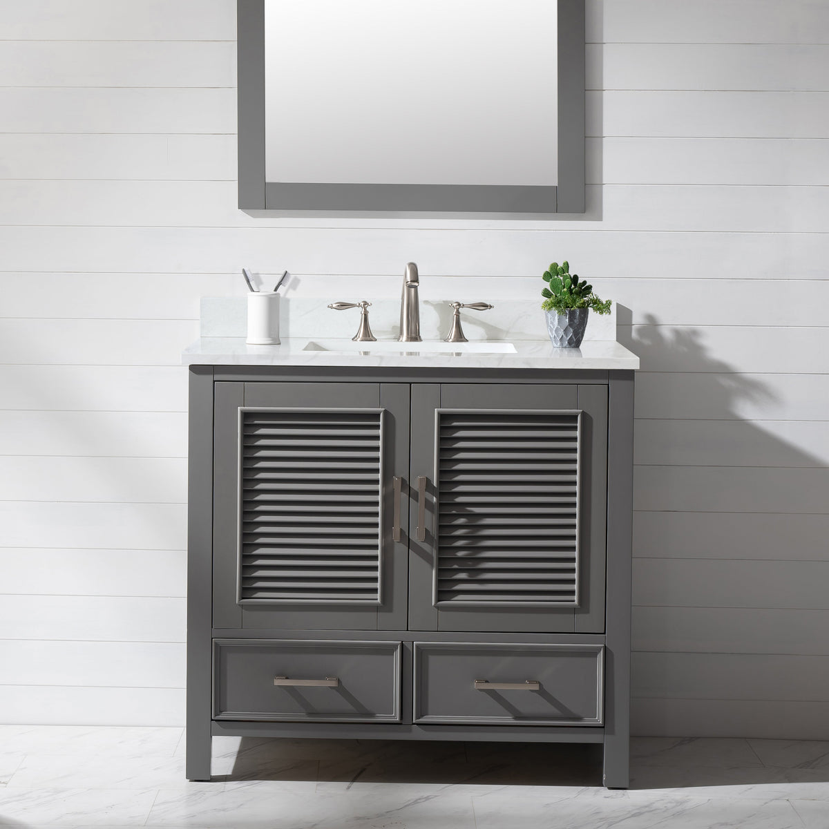 Meuble vasque simple Estate 36" avec plan en quartz blanc