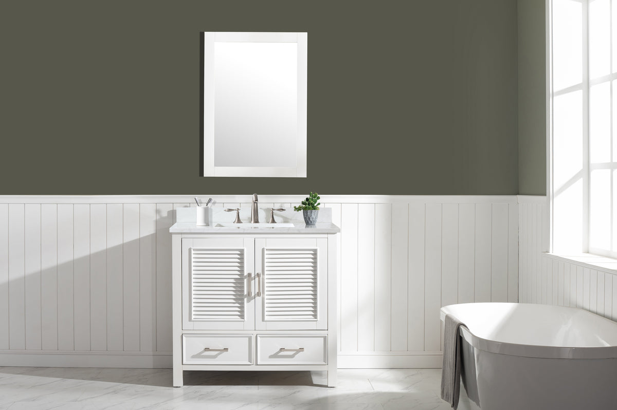 Meuble vasque simple Estate 36" avec plan en quartz blanc