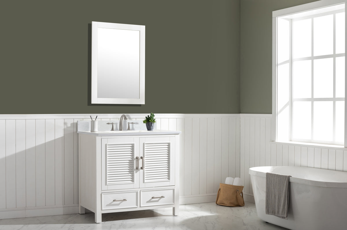 Meuble vasque simple Estate 36" avec plan en quartz blanc