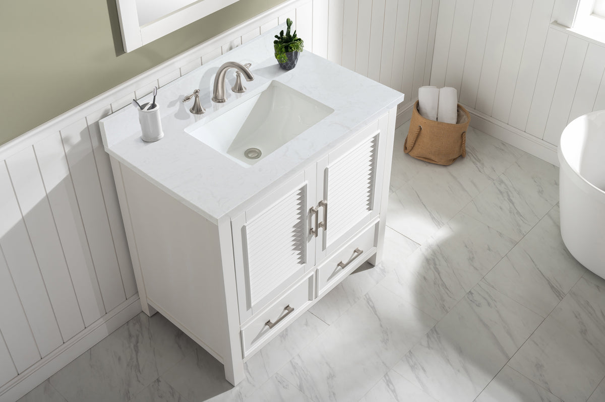 Meuble vasque simple Estate 36" avec plan en quartz blanc