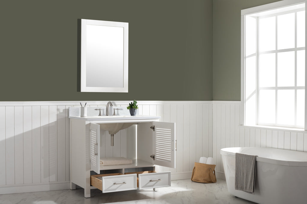 Meuble vasque simple Estate 36" avec plan en quartz blanc