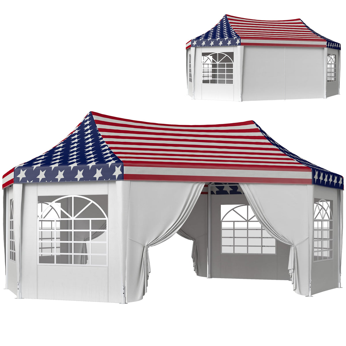 22.3' x 16.4' Party Tent with Sidewalls, American Flag