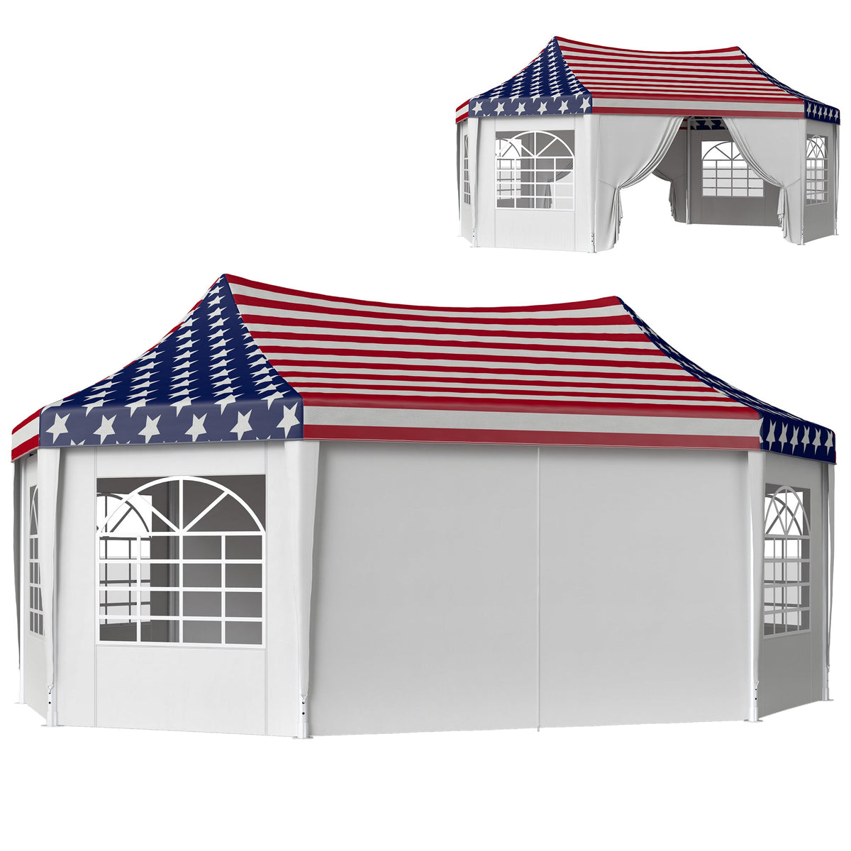 22.3' x 16.4' Party Tent with Sidewalls, American Flag