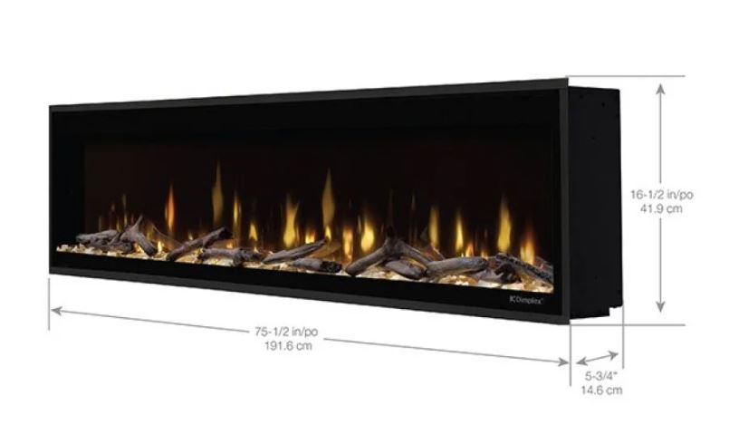 Dimplex Ignite Evolve 74" Linear Built-In Electric Fireplace w/ Tumbled Glass & Lifelike Driftwood - (EVOLVE74)