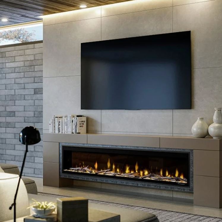 Dimplex Ignite Evolve 74" Linear Built-In Electric Fireplace w/ Tumbled Glass & Lifelike Driftwood - (EVOLVE74)