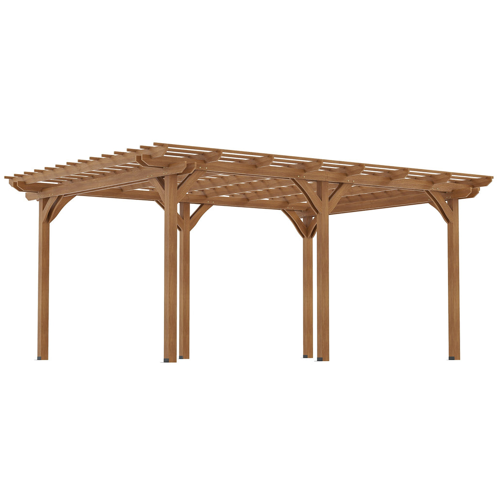 PerArbor 12' x 16' Wood Pergola for Climbing Plants at Garden, Backyard, Brown