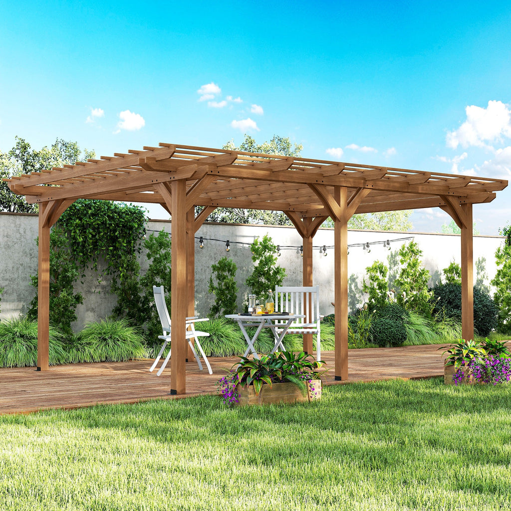 PerArbor 12' x 16' Wood Pergola for Climbing Plants at Garden, Backyard, Brown