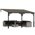 13' x 10' Lean-to Gazebo with Polycarbonate Roof, Brown