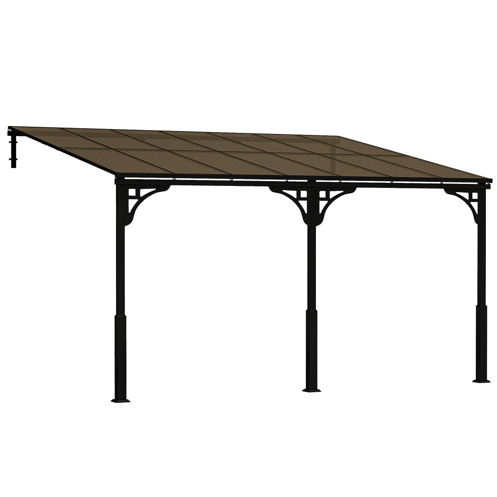 13' x 10' Lean-to Gazebo with Polycarbonate Roof, Brown