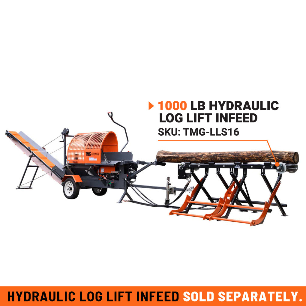 Firewood Processor with Conveyor, 15 HP Gas Engine, 18" STIHL® Chainsaw, ∅15" x 24" Log Capacity TMG-GLS16