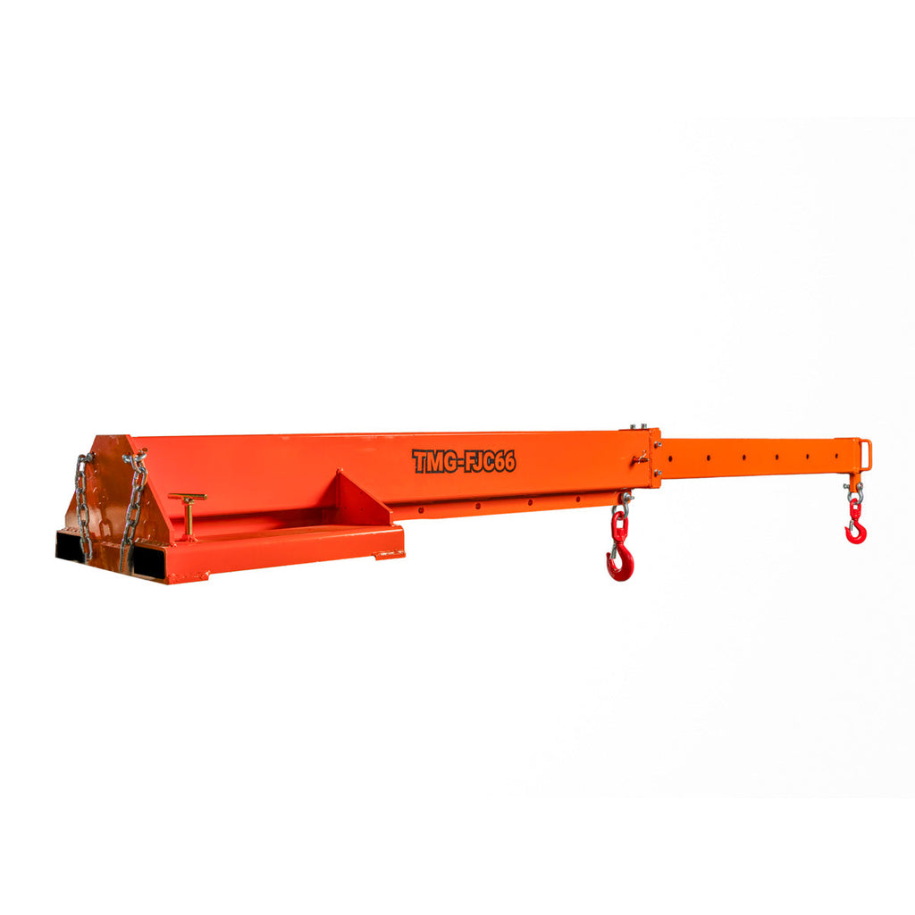Forklift Telescoping Jib Crane, 6600 lb Capacity, Adjustable 30” - 138” Boom, Lock Pin Shaft, TMG-FJC66