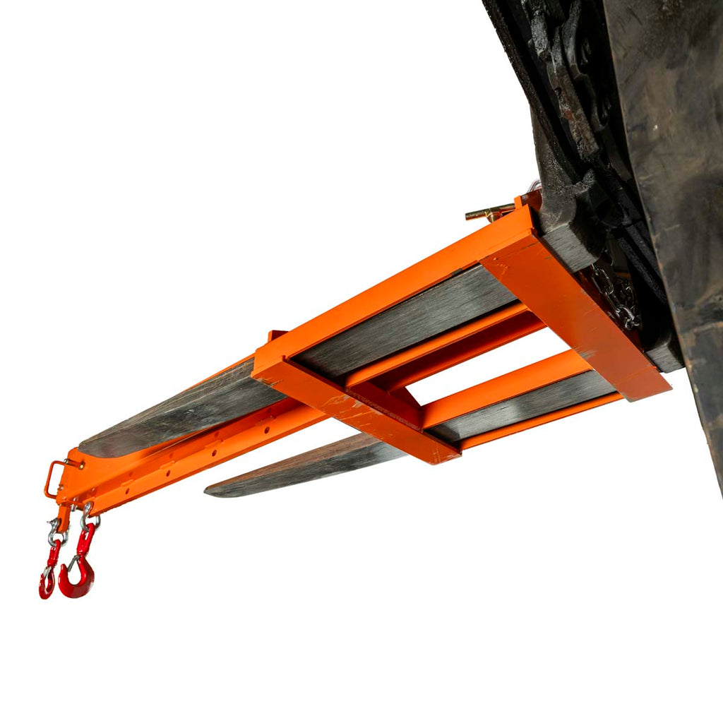 Forklift Telescoping Jib Crane, 6600 lb Capacity, Adjustable 30” - 138” Boom, Lock Pin Shaft, TMG-FJC66