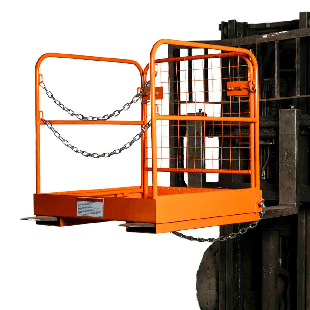 Forklift Work Platform 36"x36", 800 lb Capacity, Foldable Safety Cage with Hand Rails and Non-Slip Floor, TMG-FWP08