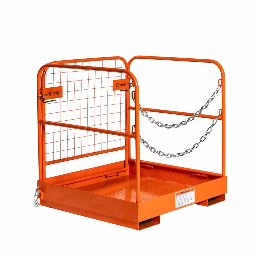 Forklift Work Platform 36"x36", 800 lb Capacity, Foldable Safety Cage with Hand Rails and Non-Slip Floor, TMG-FWP08