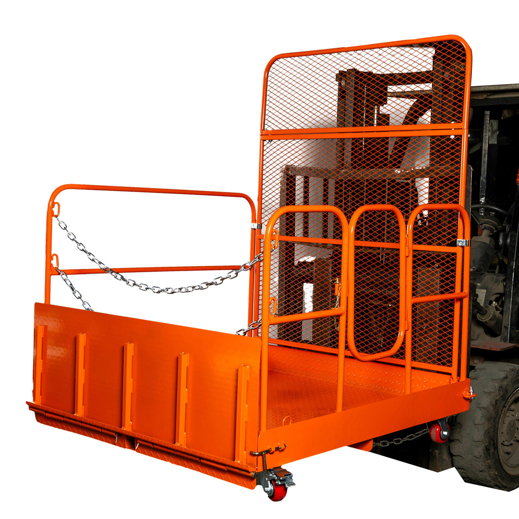 Forklift Work Platform 54”x54”, 3300 lb Capacity, Heavy-Duty Safety Cage with Access Ramp, TMG-FWP33