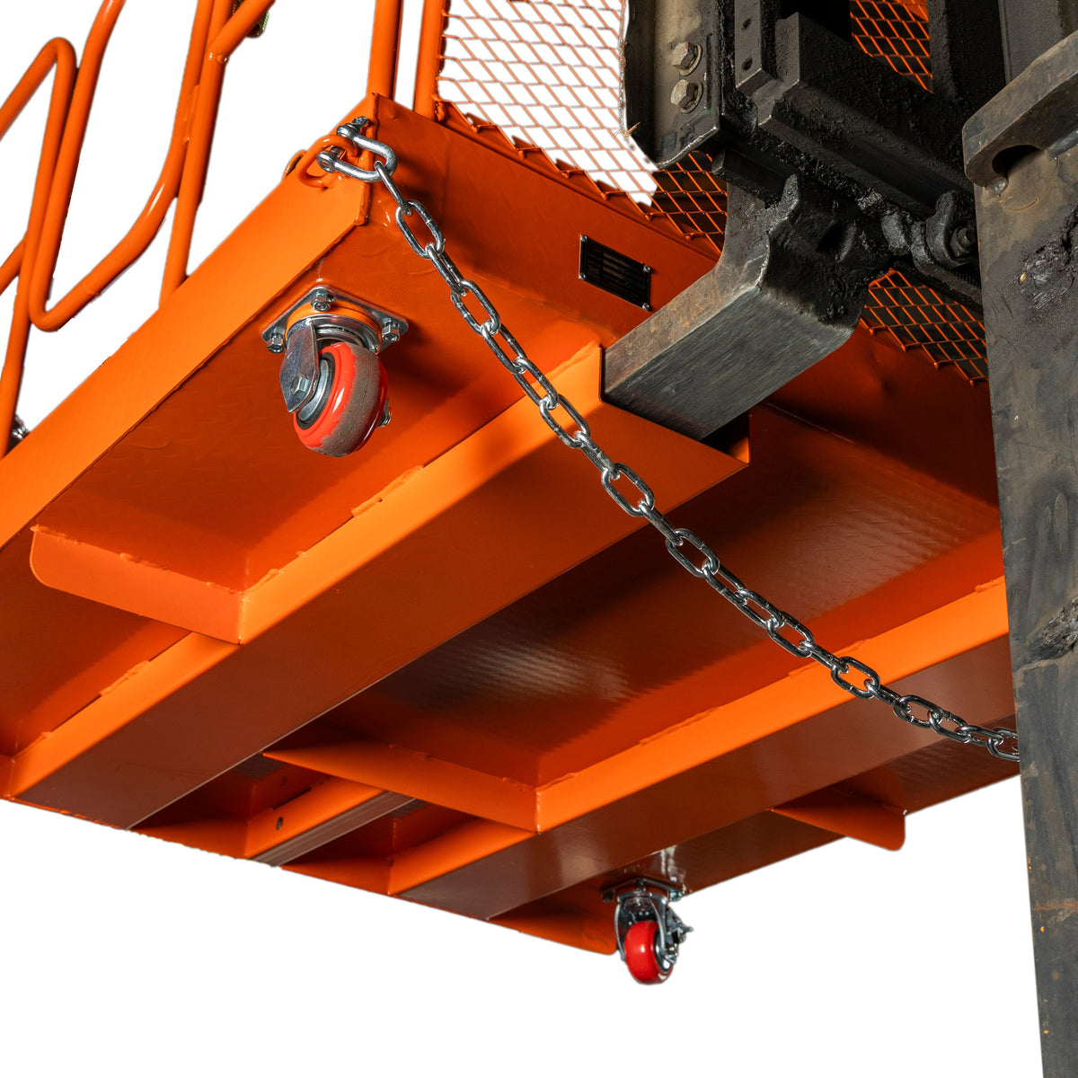 Forklift Work Platform 54”x54”, 3300 lb Capacity, Heavy-Duty Safety Cage with Access Ramp, TMG-FWP33