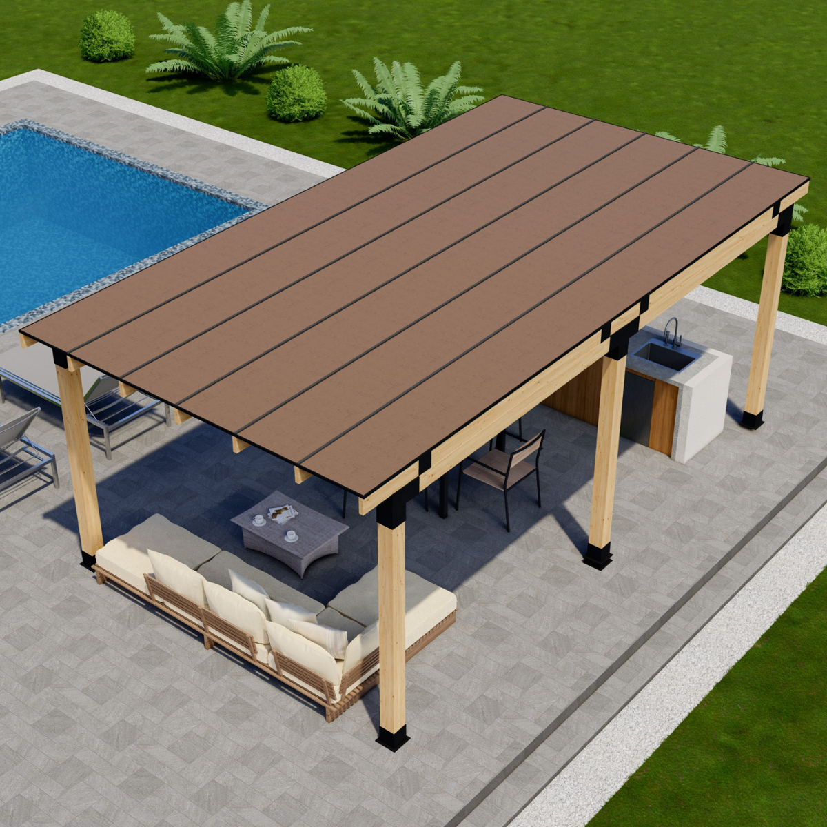 DIY Kit for Custom Outdoor Cover (Steel Brackets + Polycarbonate Roof)