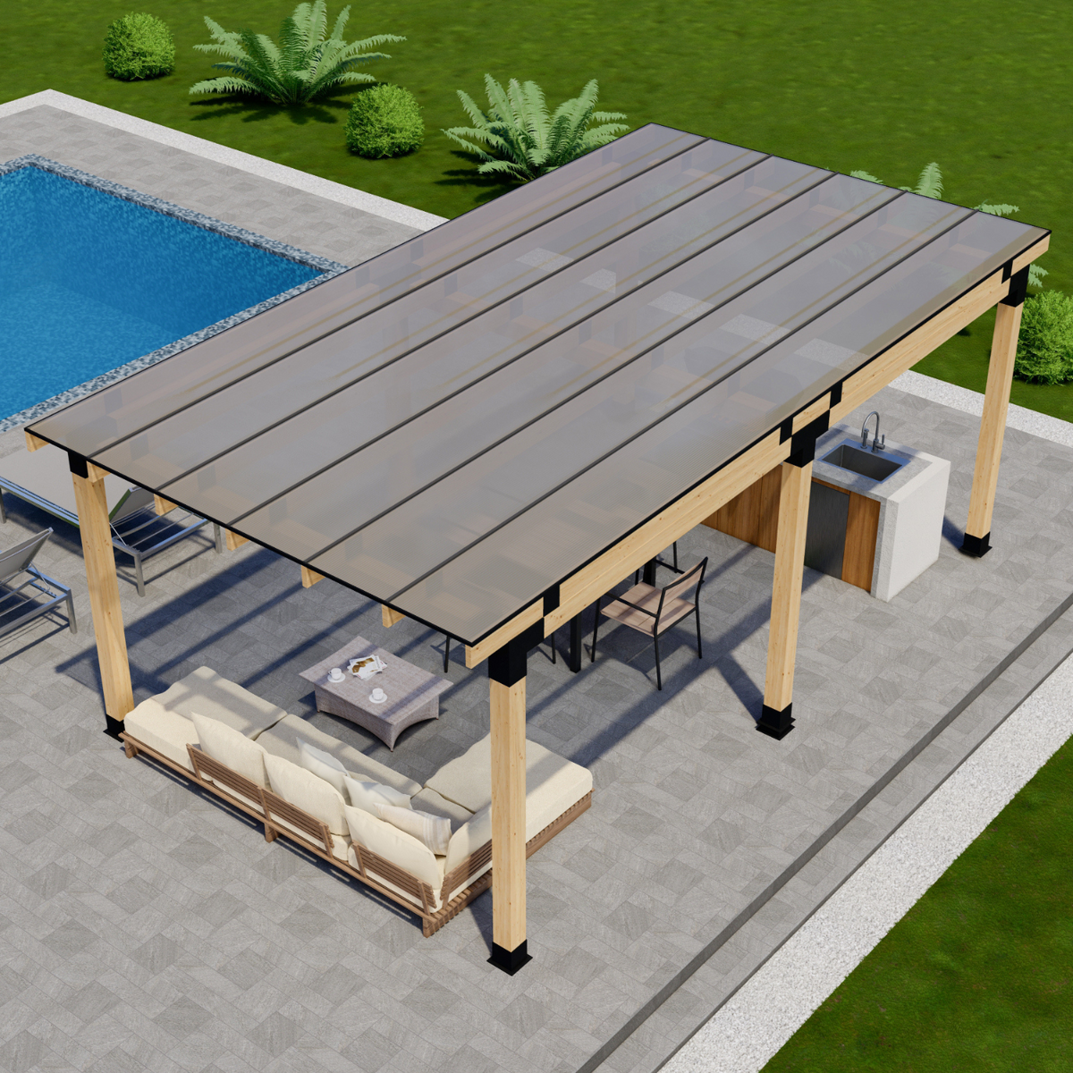 DIY Kit for Custom Outdoor Cover (Steel Brackets + Polycarbonate Roof)