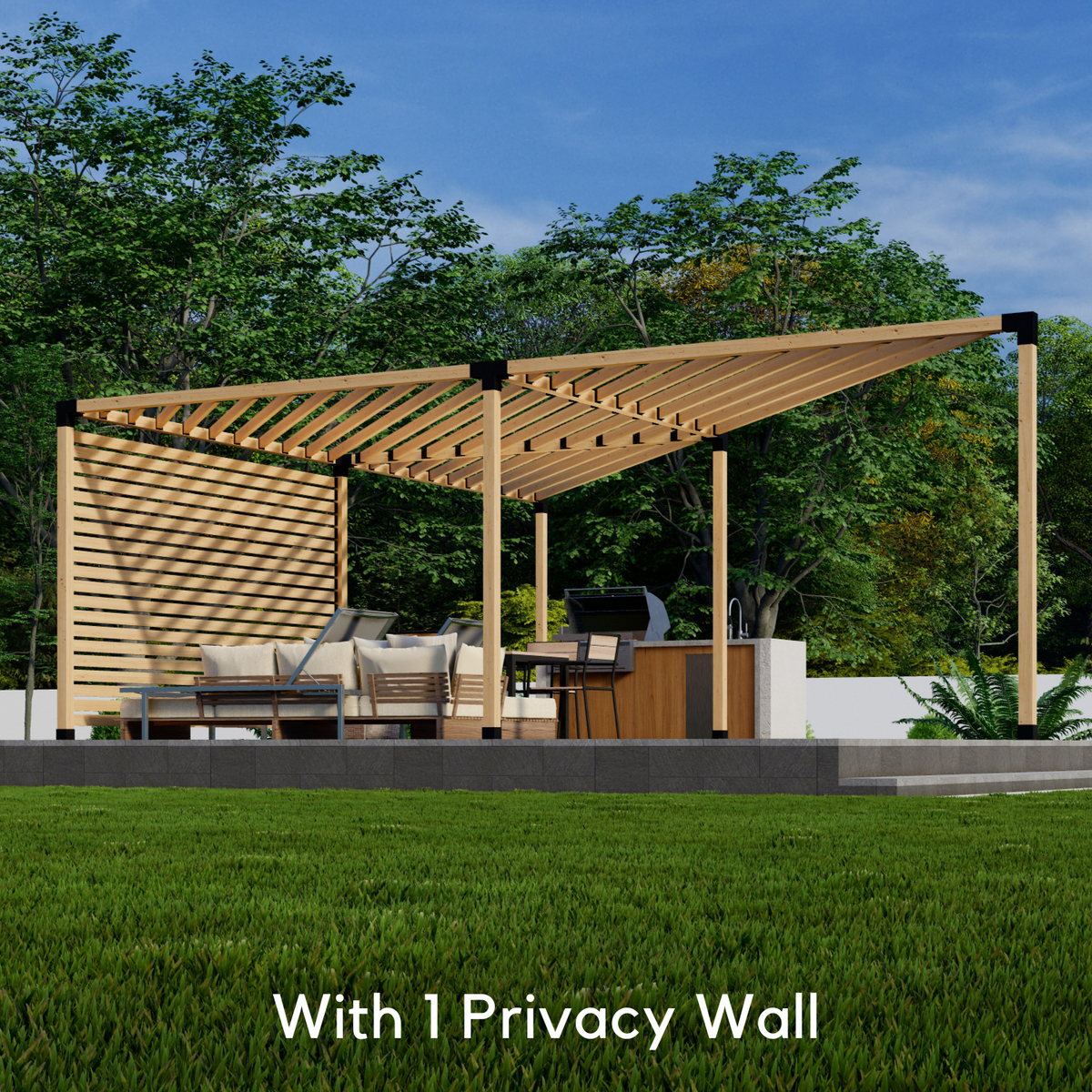 Kit for a Triangular Corner Pergola With Roof