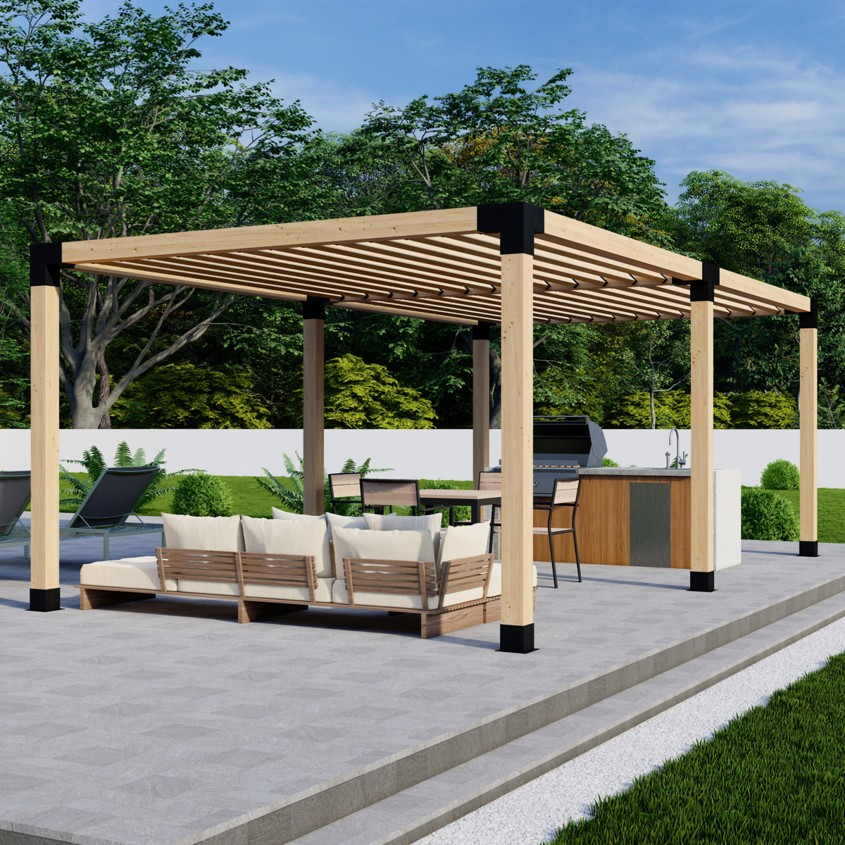 Kit for a Freestanding Pergola on Deck