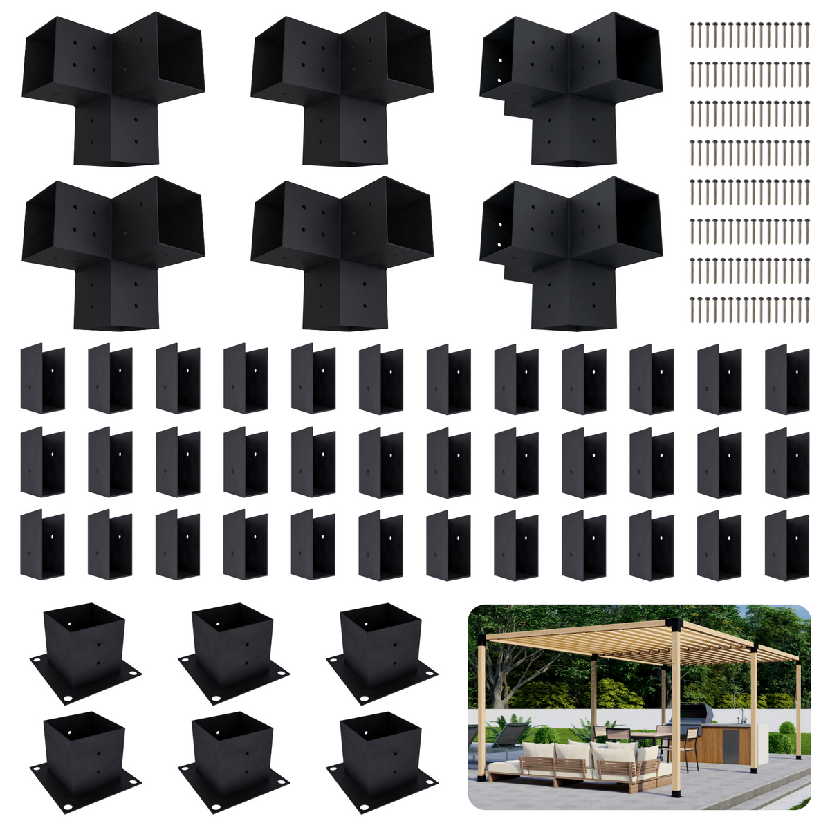 Kit de pergola autoportante 24x8 avec toit
