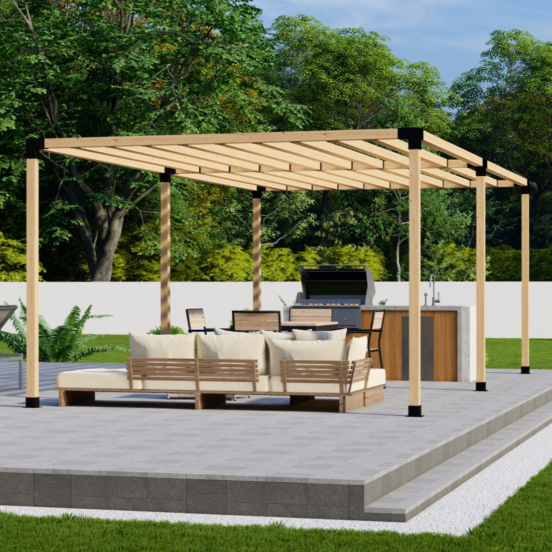 Kit for a Patio Pergola With Shade
