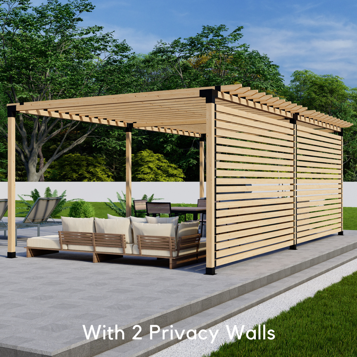Kit for a Free-Standing Pergola With Wall