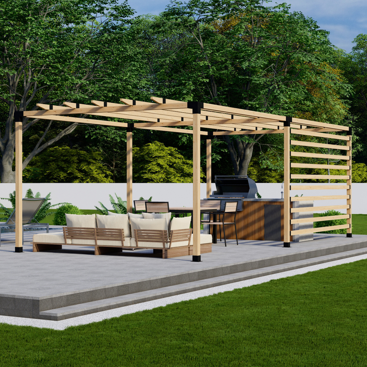 Kit for a Backyard Pergola With Roof