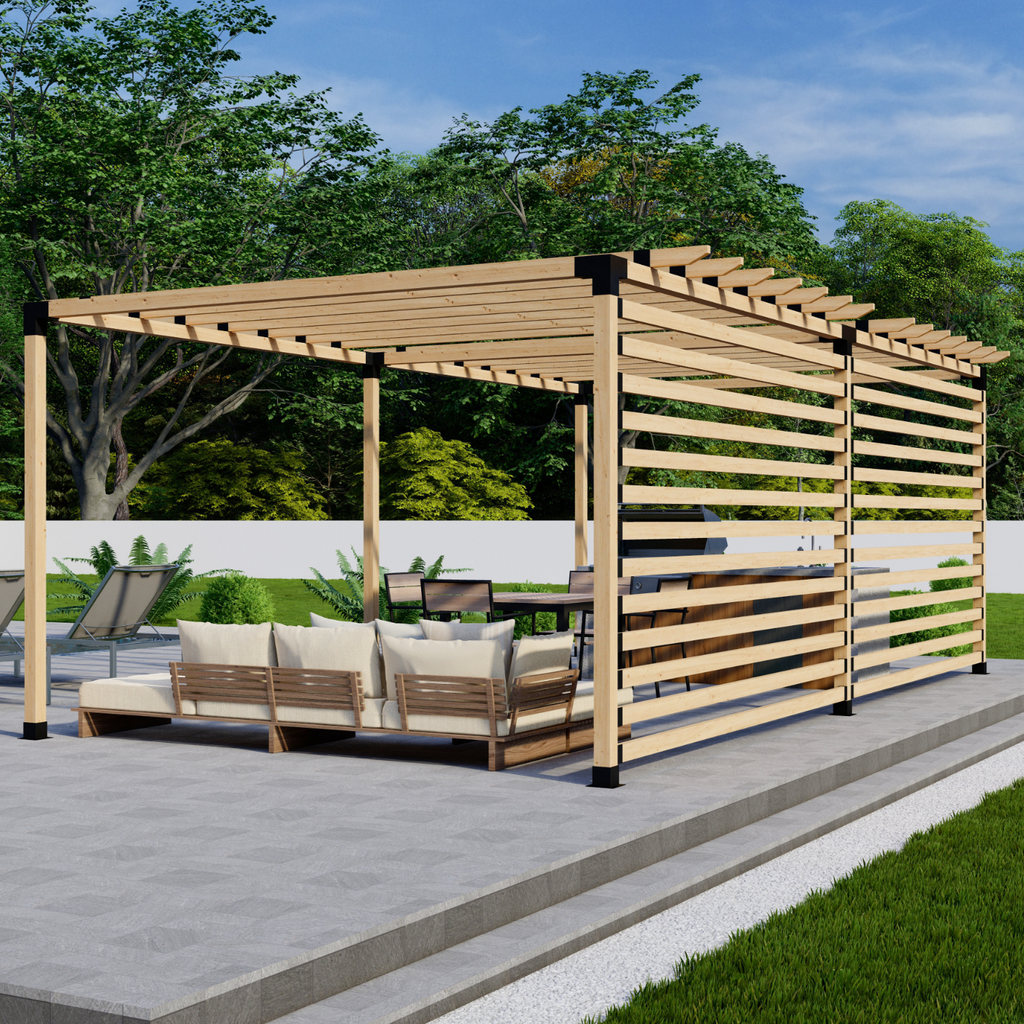 Kit for a Roofed Pergola With Walls